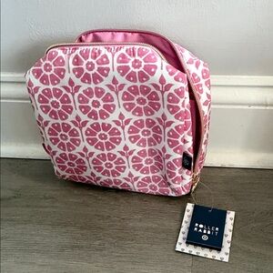Roller Rabbit Pink and White Floral Cosmetic Pouch